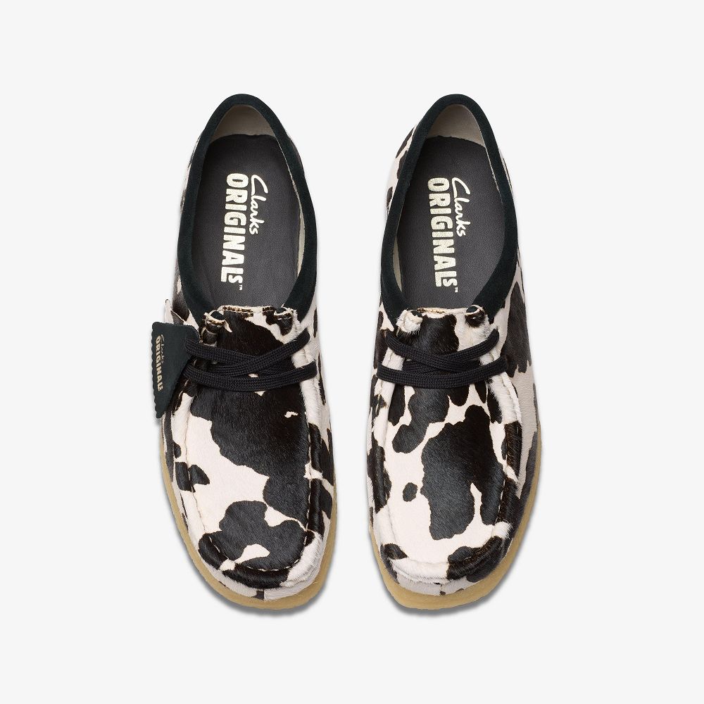 Black White Clarks Wallabee Women Loafers | 3802ZXTQU