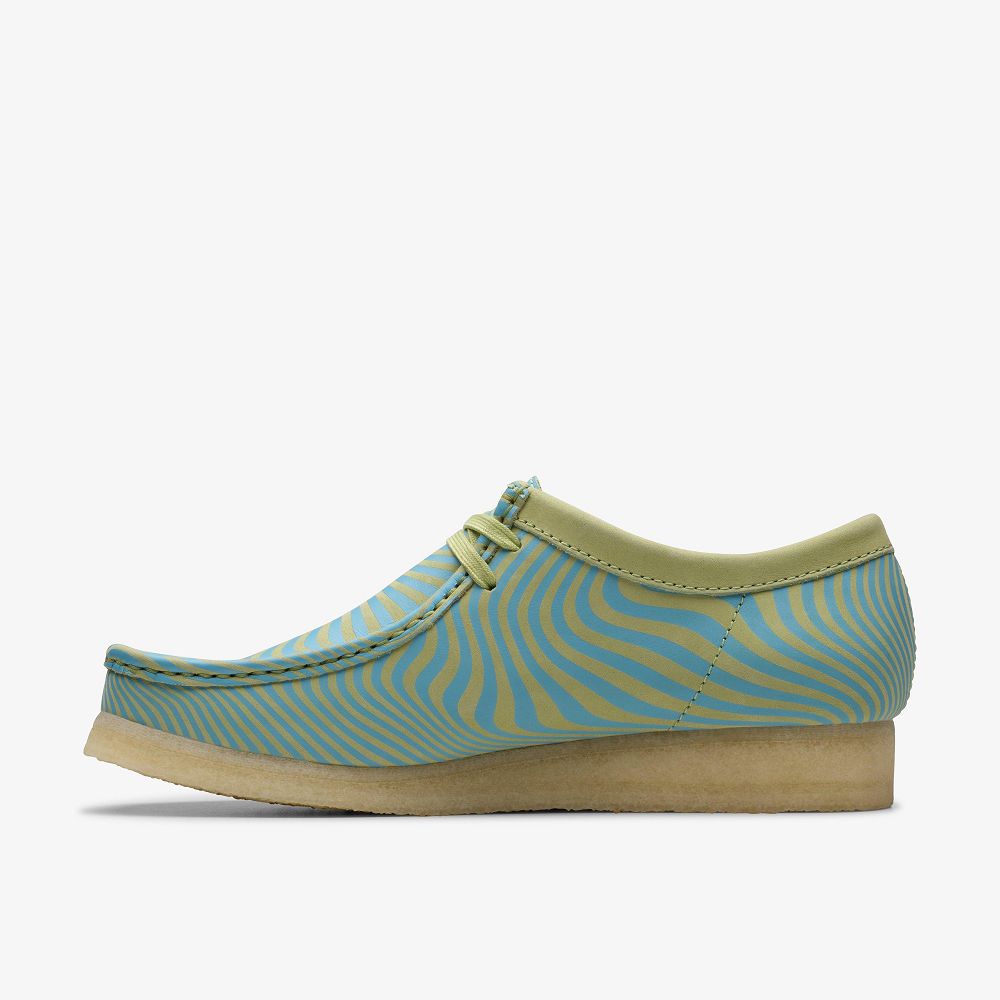 Blue/Lime Print Clarks Wallabee Men Loafers | 5870OIYMT