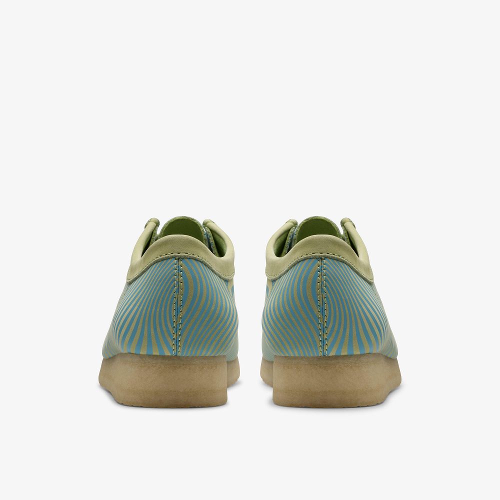 Blue/Lime Print Clarks Wallabee Men Loafers | 5870OIYMT