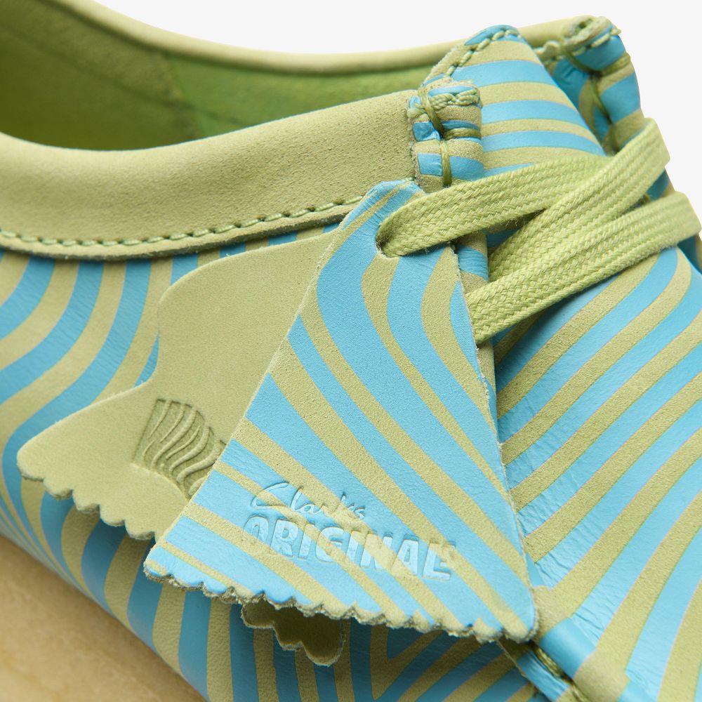 Blue/Lime Print Clarks Wallabee Men Loafers | 5870OIYMT