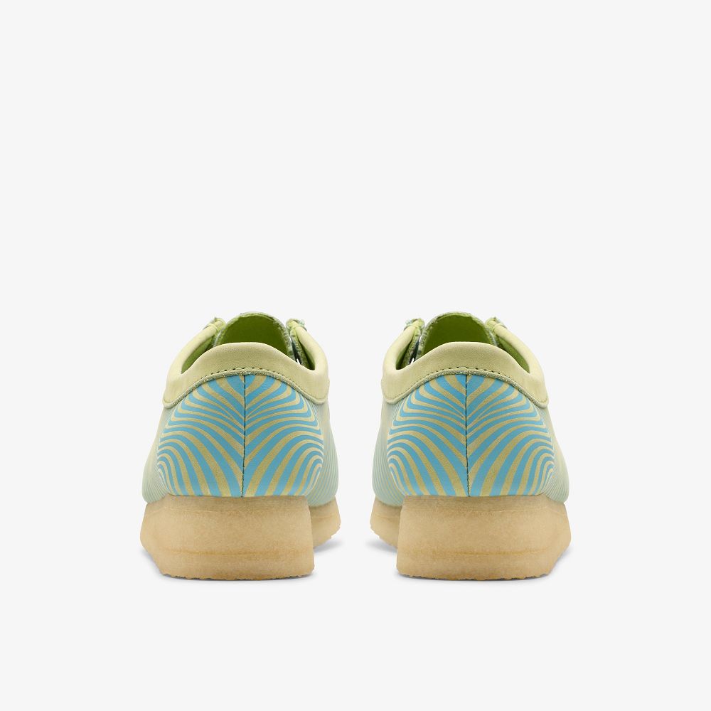 Blue/Lime Print Clarks Wallabee Women Loafers | 3458KWDEJ