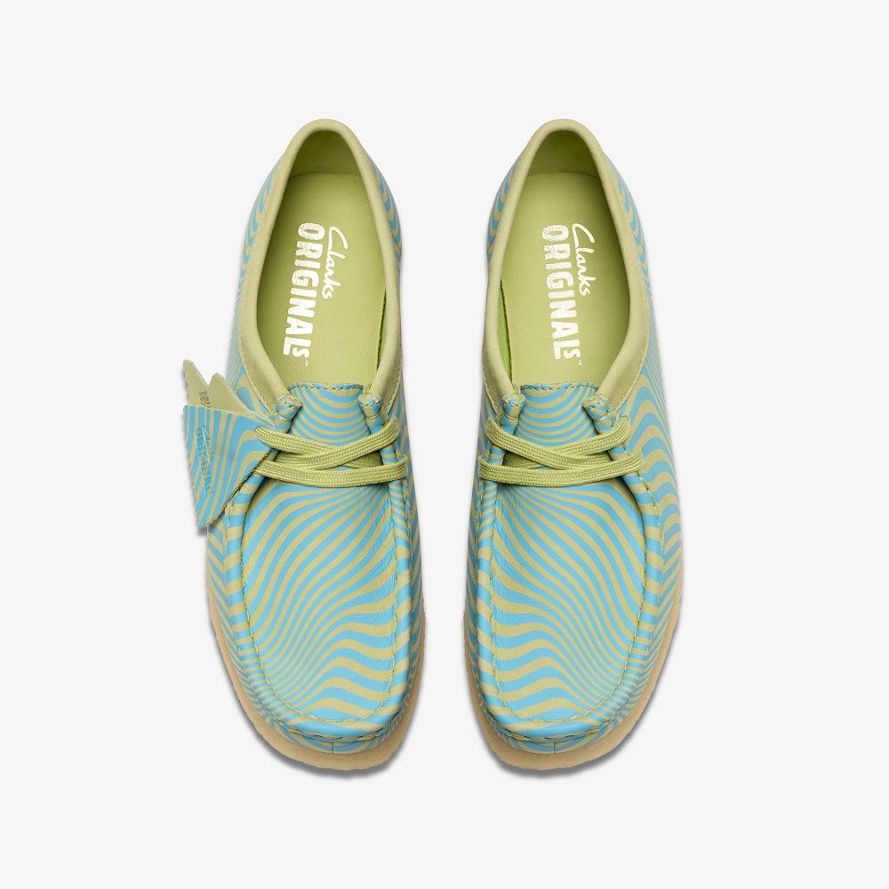 Blue/Lime Print Clarks Wallabee Women Loafers | 3458KWDEJ