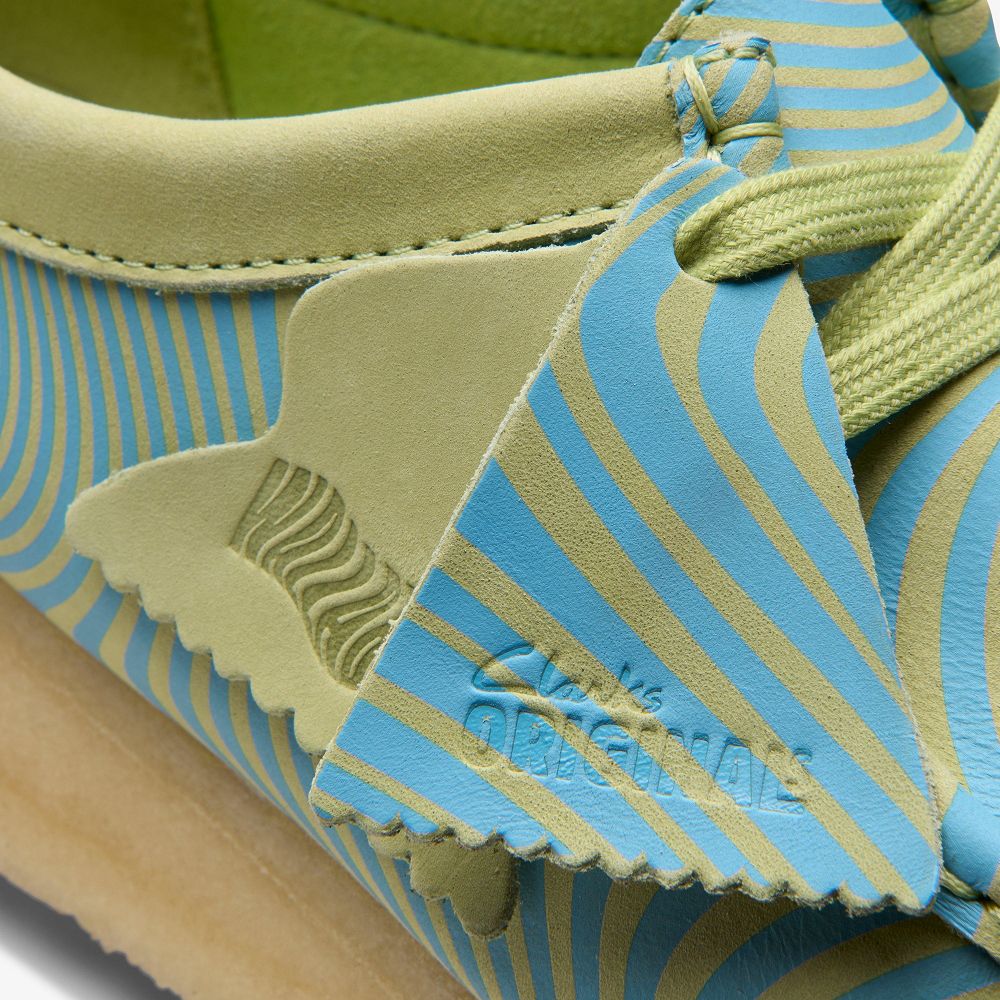 Blue/Lime Print Clarks Wallabee Women Loafers | 3458KWDEJ