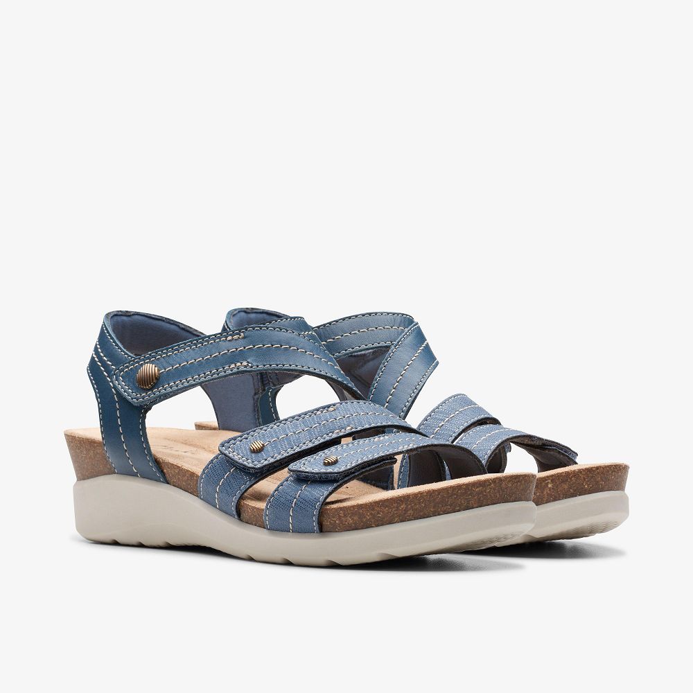 Blue Combination Clarks Calenne Clara Women Sandals | 6058BPOTK