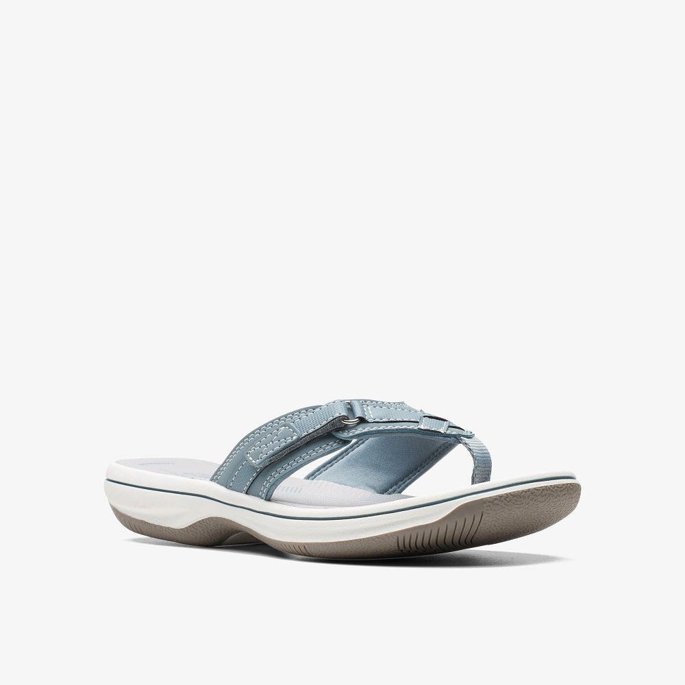 Blue Grey Clarks BREEZE SEA Women Sandals | 6423JVCEQ