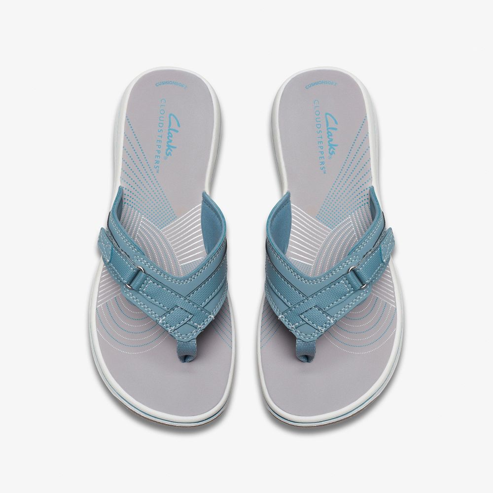 Blue Grey Clarks BREEZE SEA Women Sandals | 6423JVCEQ