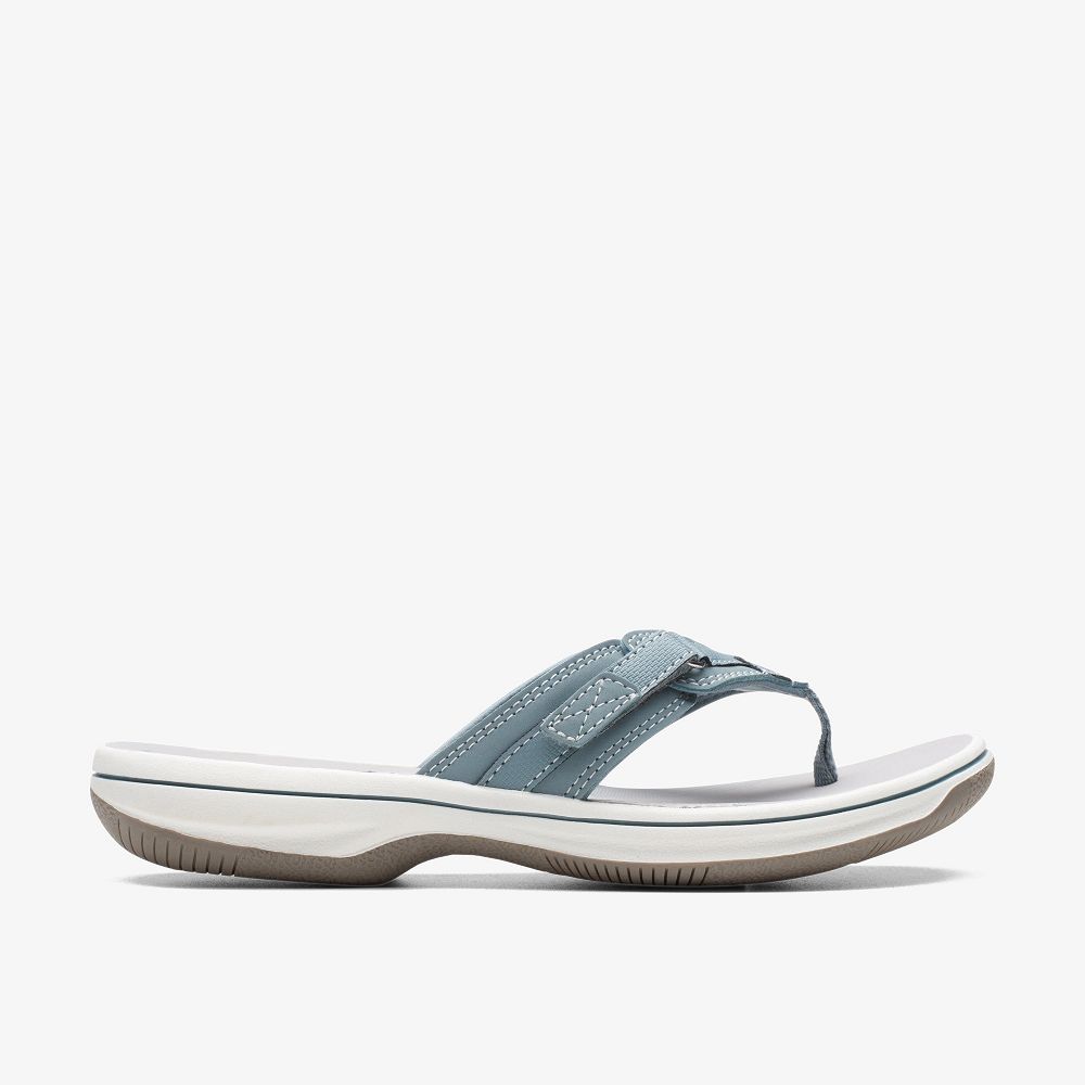 Blue Grey Clarks BREEZE SEA Women Sandals | 6423JVCEQ