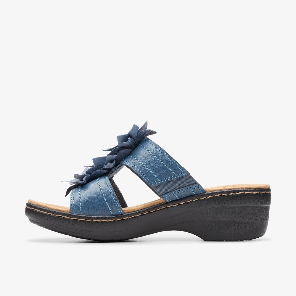 Blue Leather Clarks Merliah Raelyn Women Sandals | 6430IPSYH