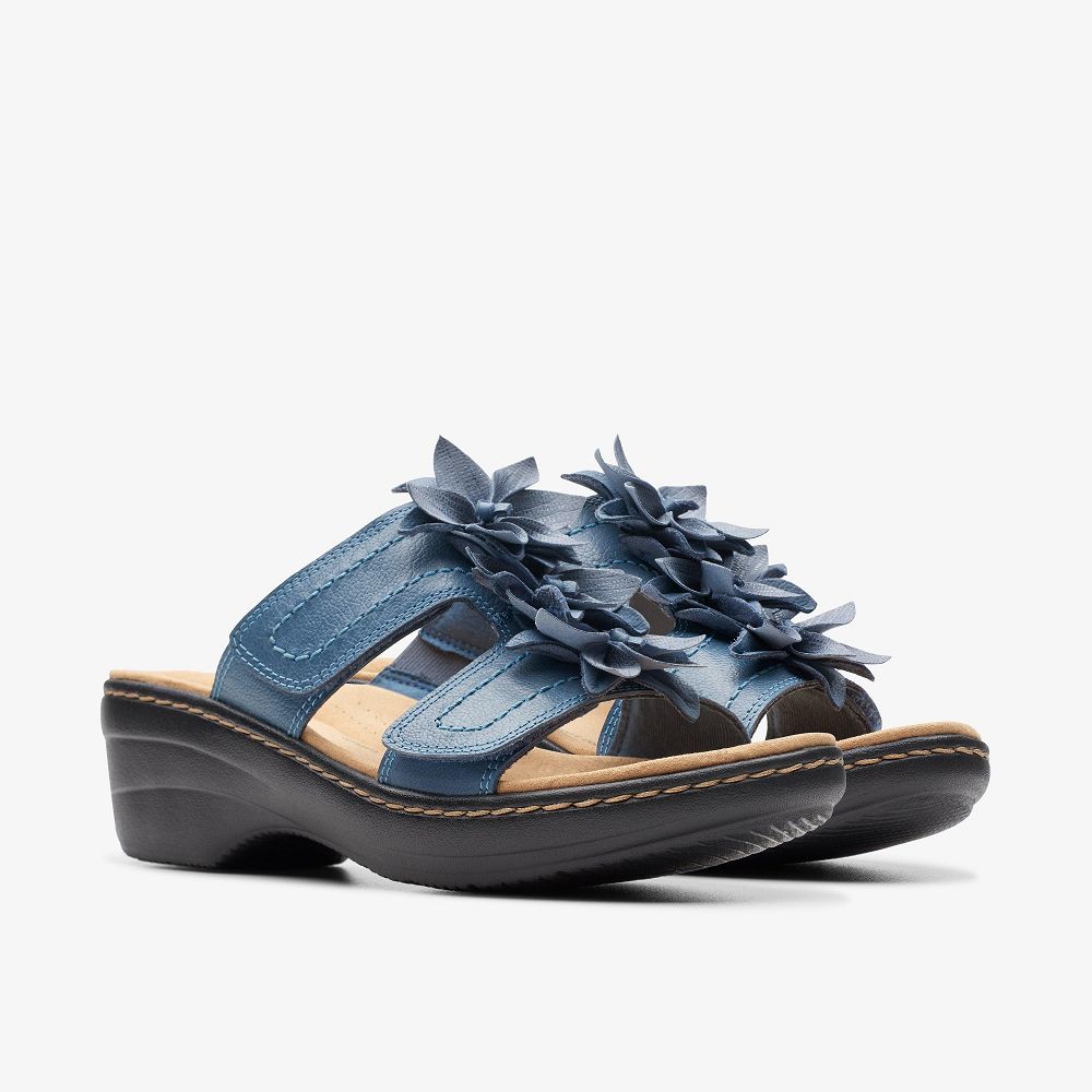 Blue Leather Clarks Merliah Raelyn Women Sandals | 6430IPSYH