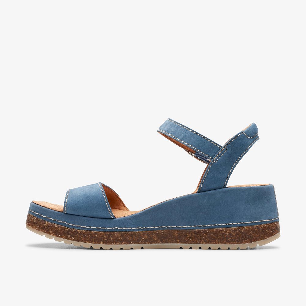 Blue Nubuck Clarks Kassanda Lily Women Sandals | 9253EHVDT