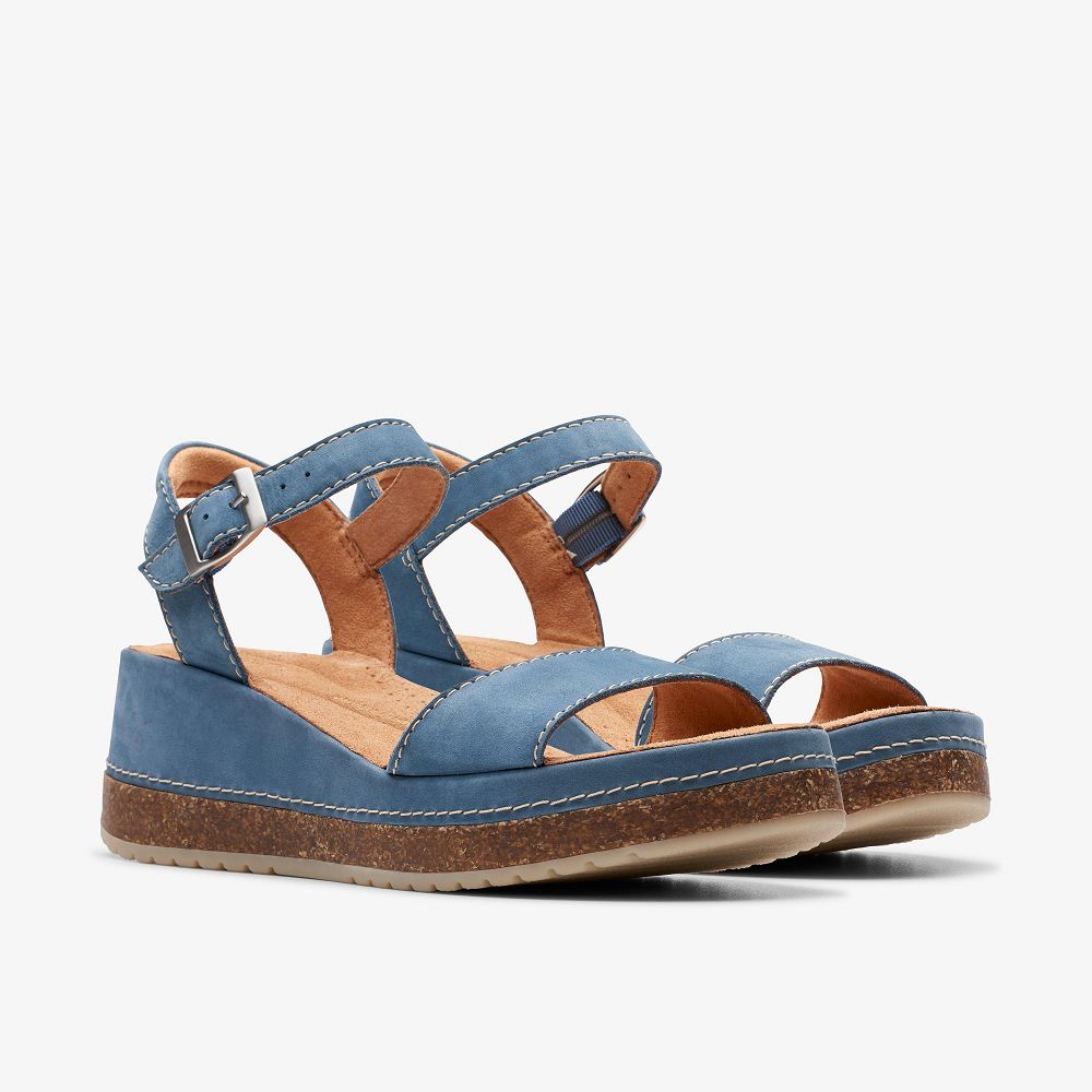 Blue Nubuck Clarks Kassanda Lily Women Sandals | 9253EHVDT