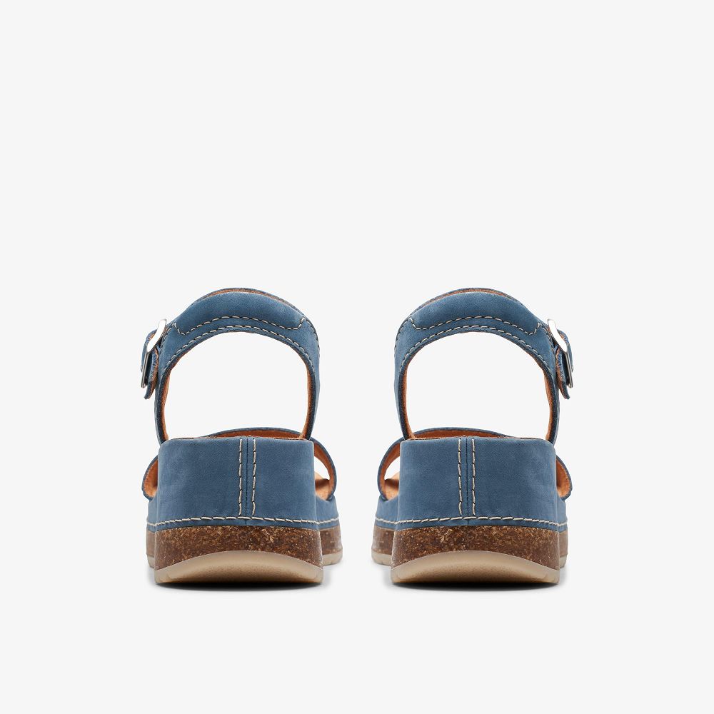 Blue Nubuck Clarks Kassanda Lily Women Sandals | 9253EHVDT