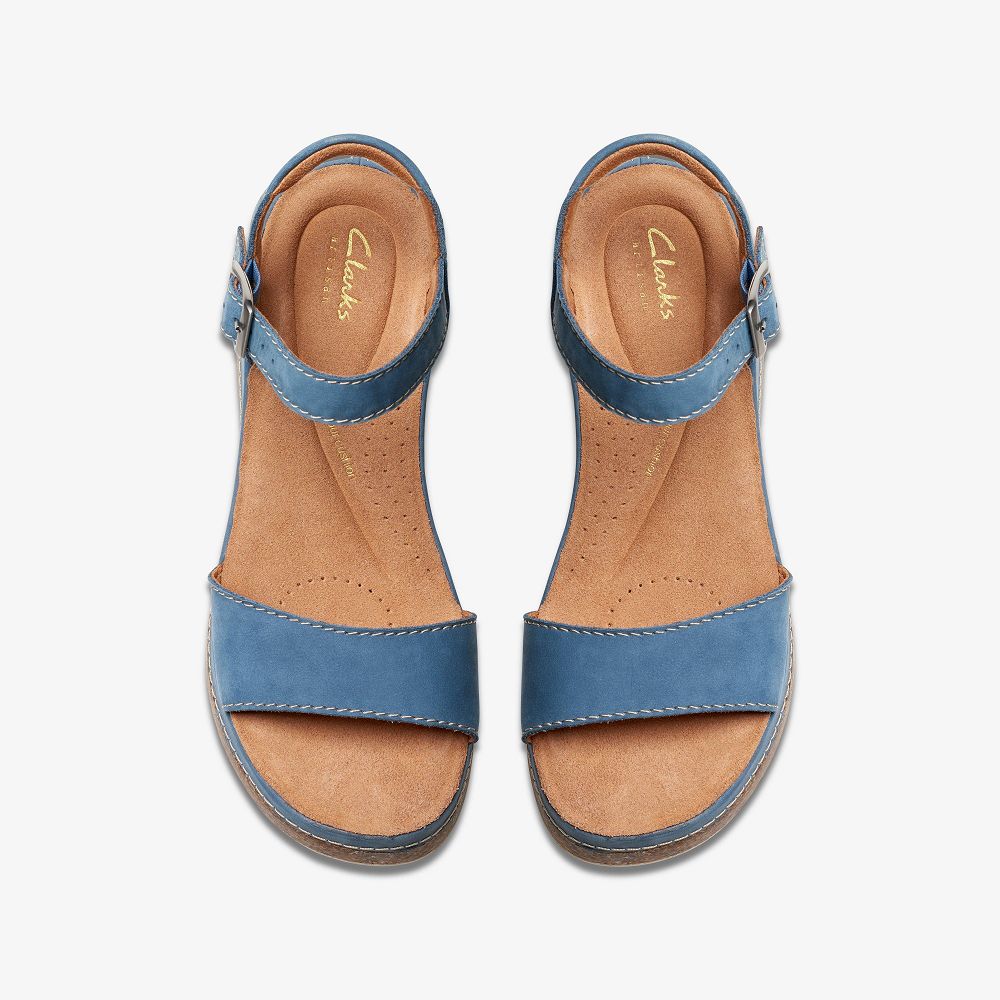 Blue Nubuck Clarks Kassanda Lily Women Sandals | 9253EHVDT