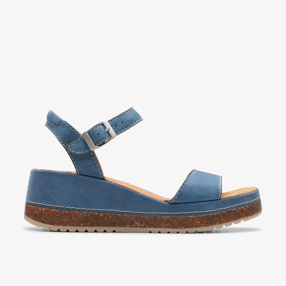 Blue Nubuck Clarks Kassanda Lily Women Sandals | 9253EHVDT