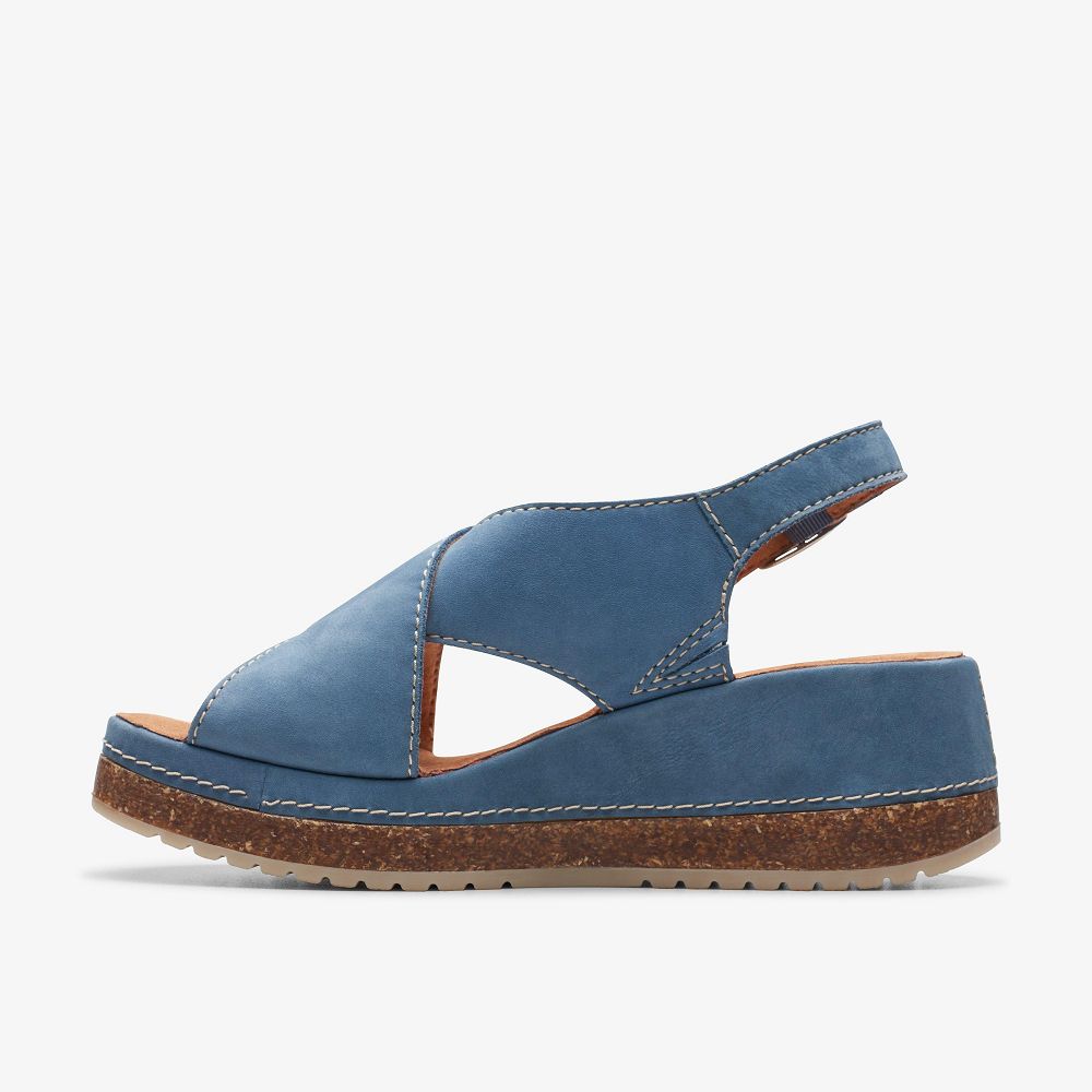 Blue Nubuck Clarks Kassanda Step Women Sandals | 4709AEJKU