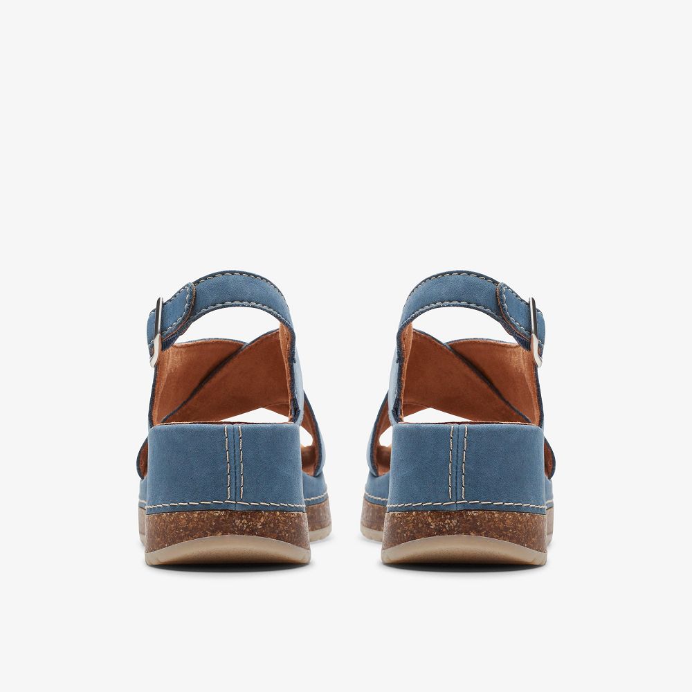 Blue Nubuck Clarks Kassanda Step Women Sandals | 4709AEJKU