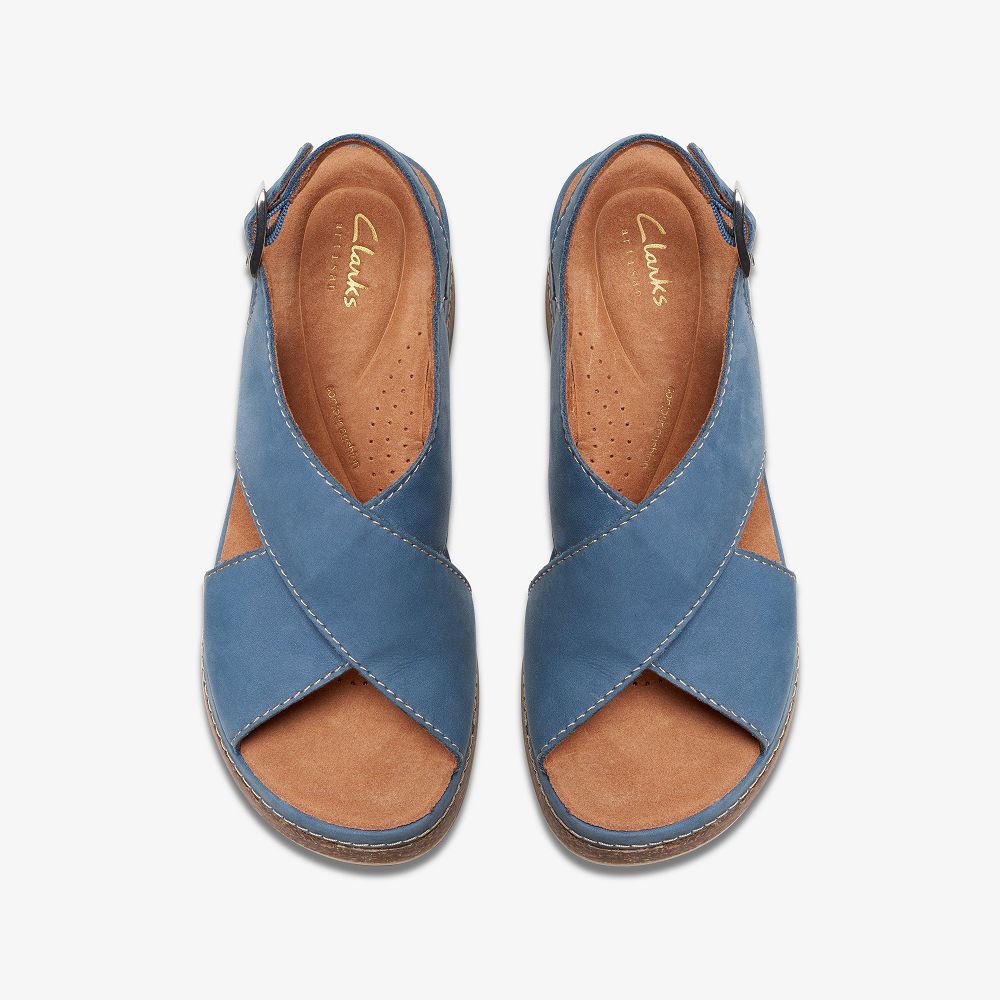 Blue Nubuck Clarks Kassanda Step Women Sandals | 4709AEJKU