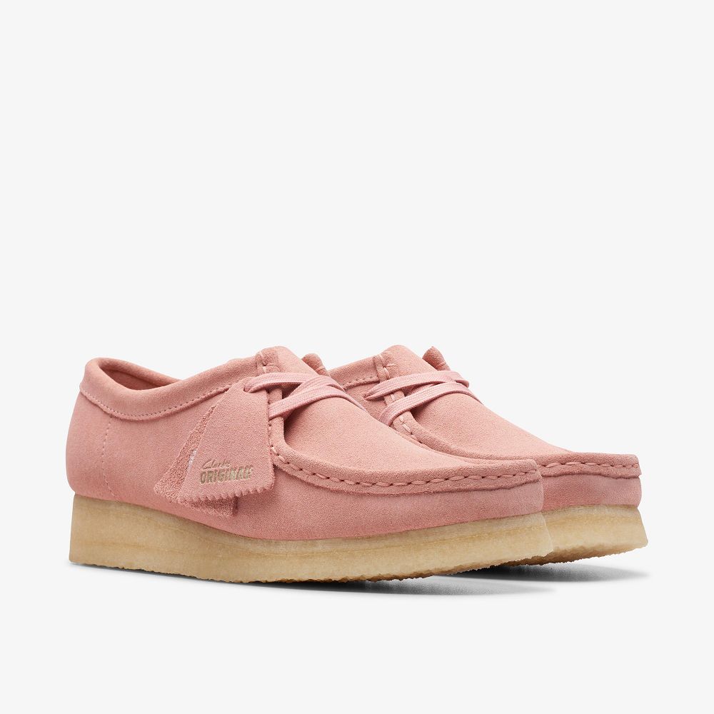 Blush Pink Suede Clarks Wallabee Women Loafers | 5894RWETZ