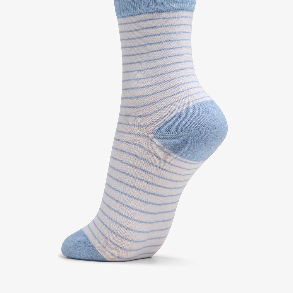 Bright Blue Clarks Stripe Crew Bamboo Women Socks | 9543NHKRS