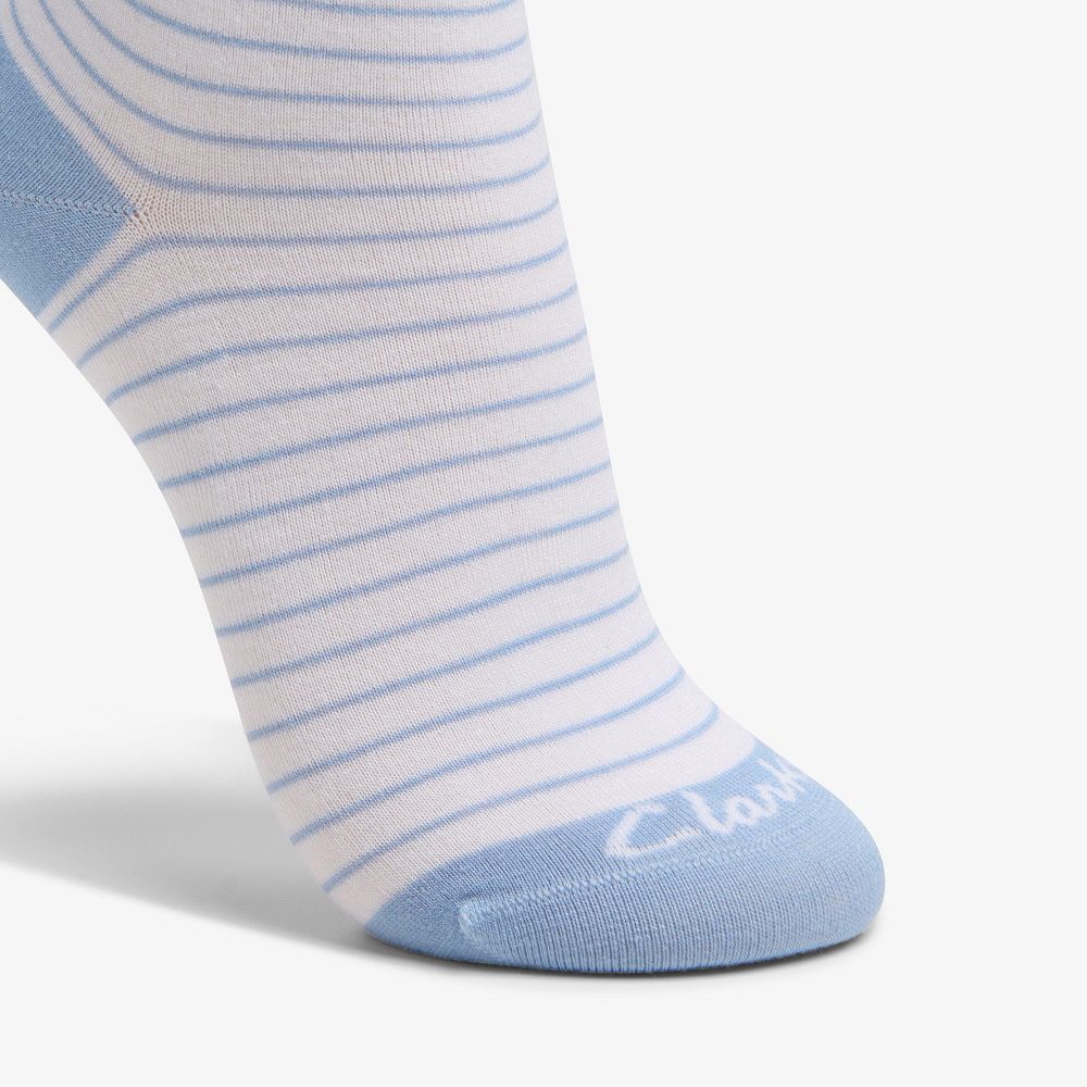 Bright Blue Clarks Stripe Crew Bamboo Women Socks | 9543NHKRS