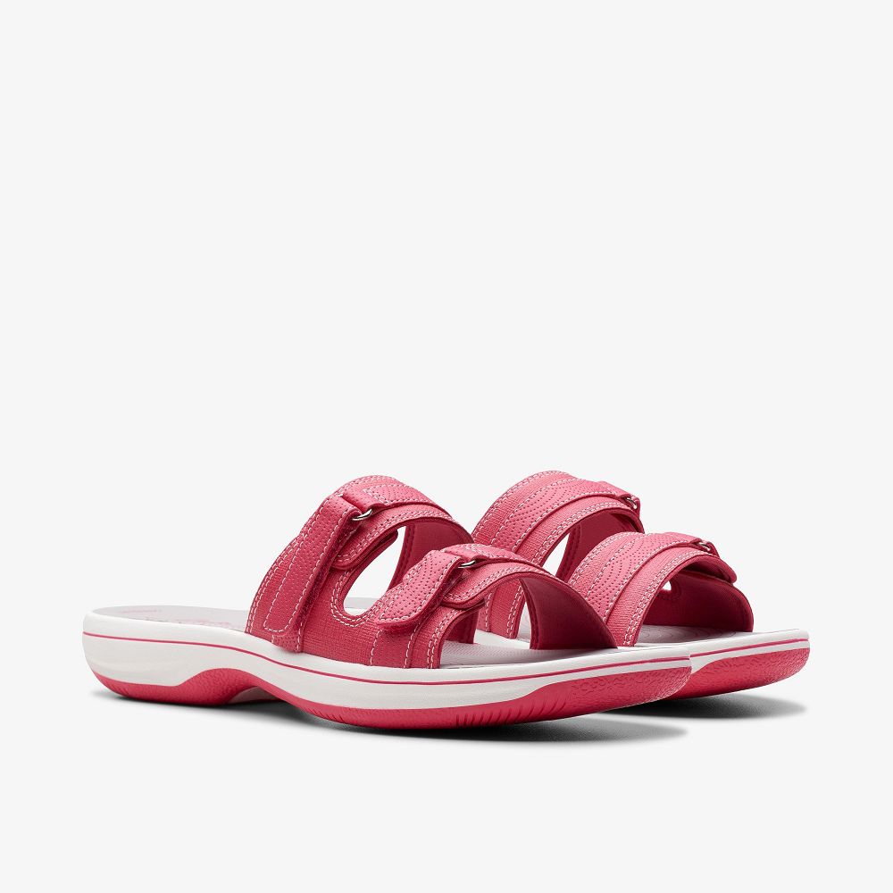 Bright Pink Combination Clarks Breeze Piper Women Sandals | 7453ITCND