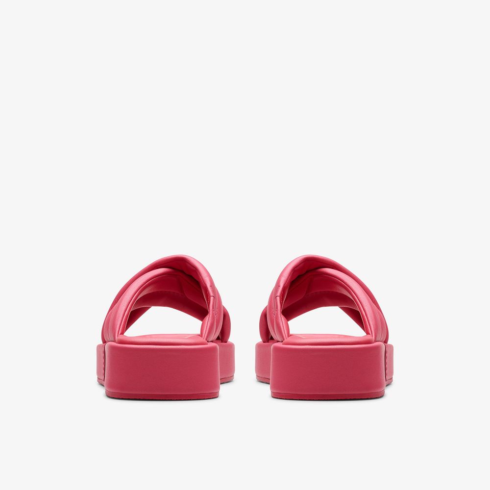 Bright Pink Leather Clarks Alda Glide Women Sandals | 5160UYAQP