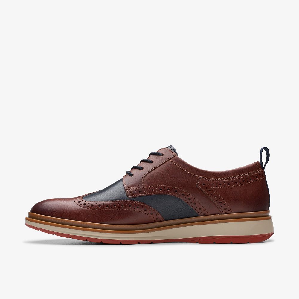 British Tan Combination Clarks Chantry Wing Men Oxfords | 6389JGRES