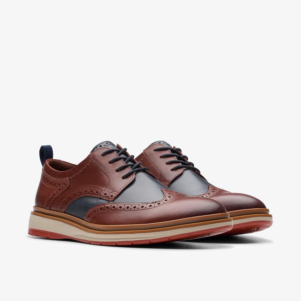 British Tan Combination Clarks Chantry Wing Men Oxfords | 6389JGRES