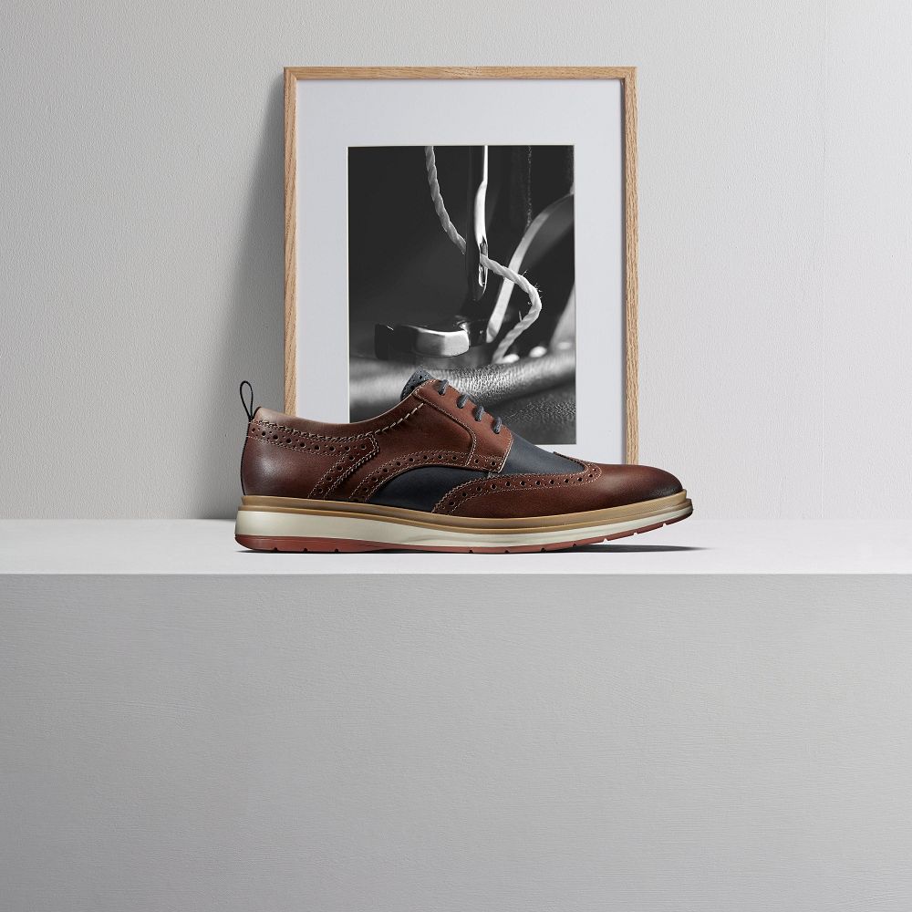 British Tan Combination Clarks Chantry Wing Men Oxfords | 6389JGRES