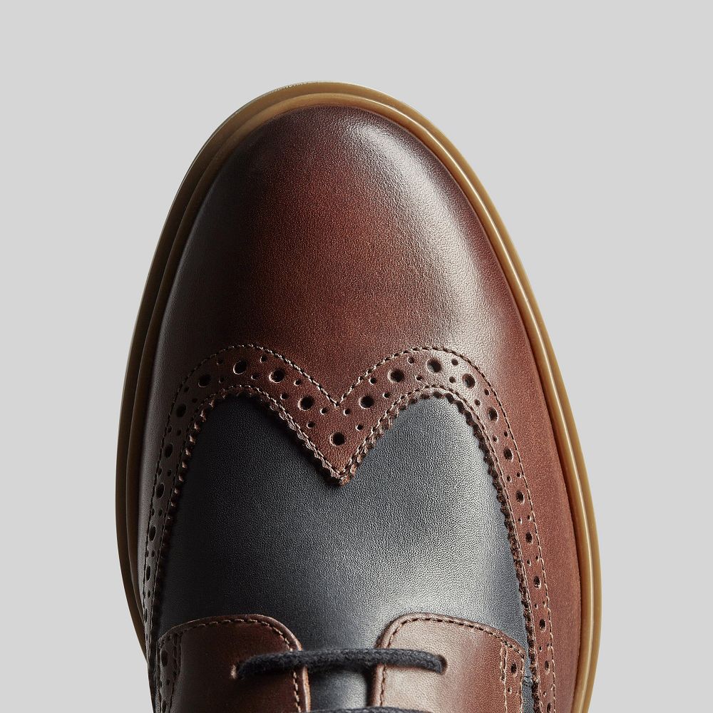 British Tan Combination Clarks Chantry Wing Men Oxfords | 6389JGRES