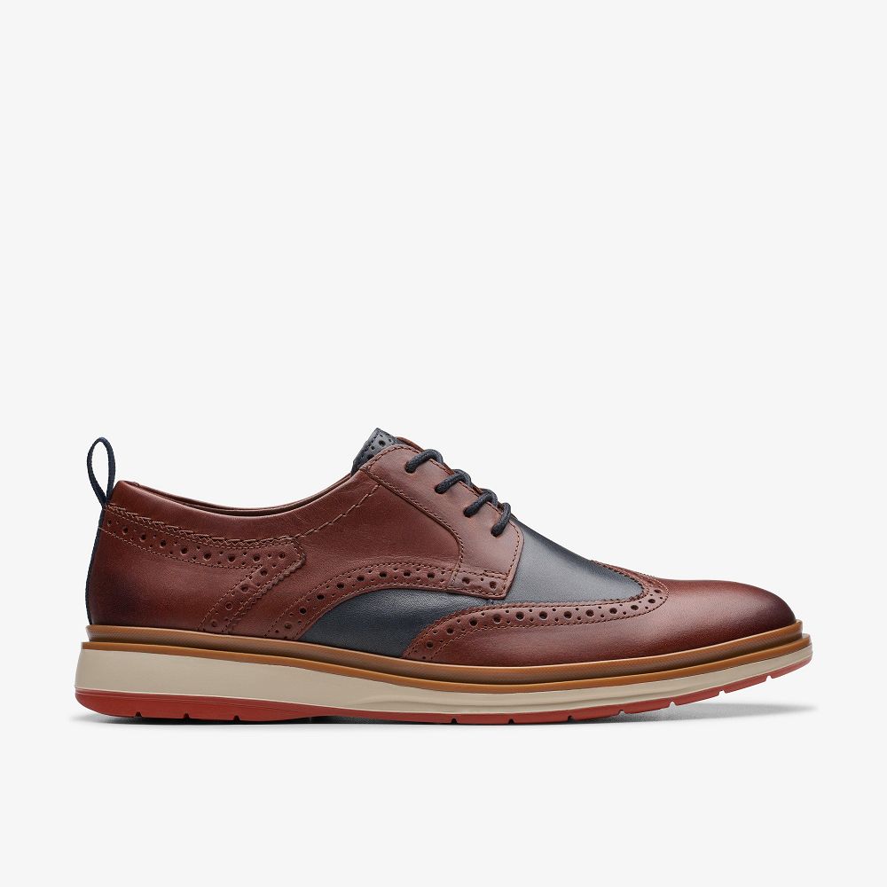 British Tan Combination Clarks Chantry Wing Men Oxfords | 6389JGRES