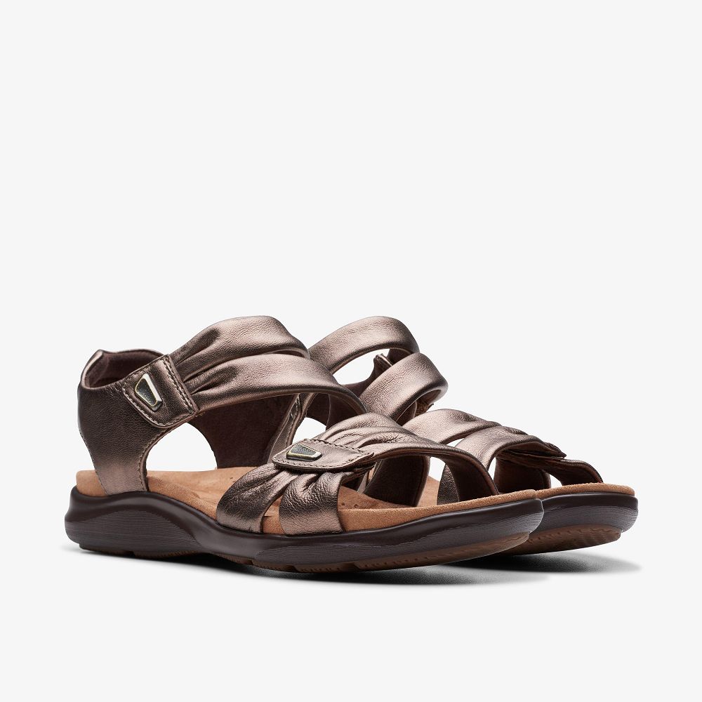 Bronze Leather Clarks Kitly Ave Women Sandals | 2437WYAZR