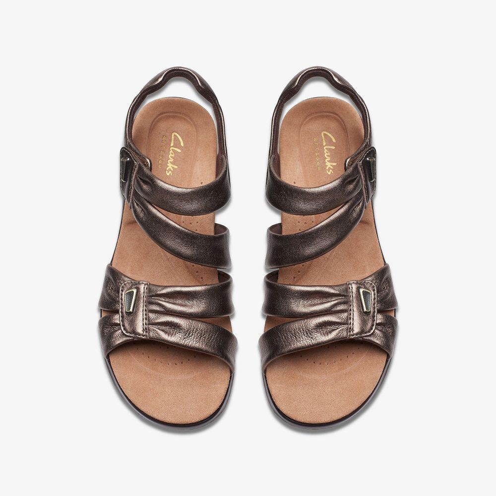 Bronze Leather Clarks Kitly Ave Women Sandals | 2437WYAZR