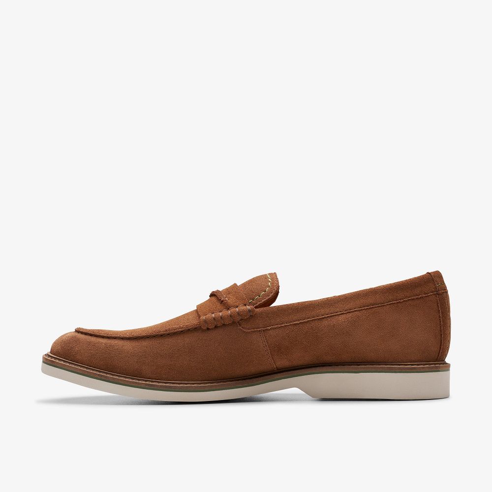 Brown Clarks Atticus LT Slip Men Loafers | 9046GWRSV