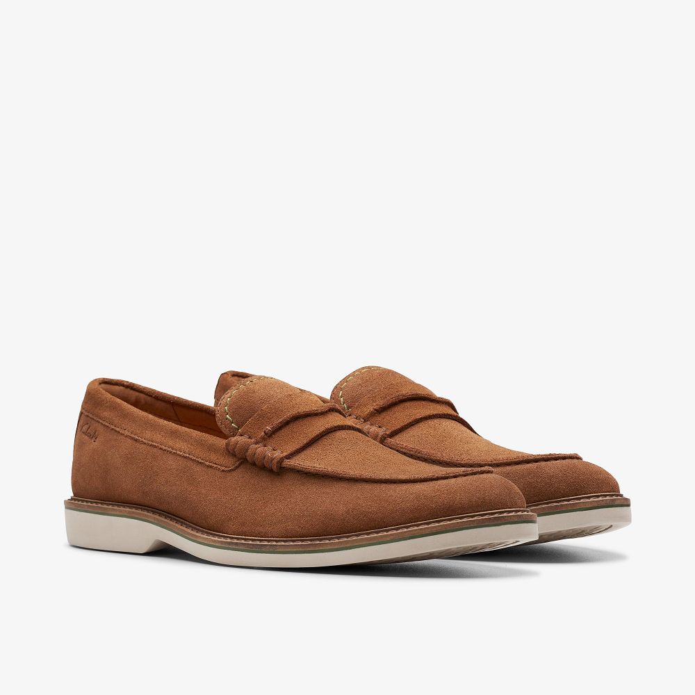 Brown Clarks Atticus LT Slip Men Loafers | 9046GWRSV