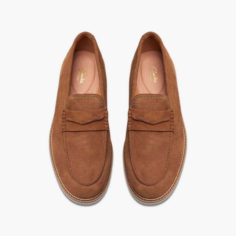 Brown Clarks Atticus LT Slip Men Loafers | 9046GWRSV