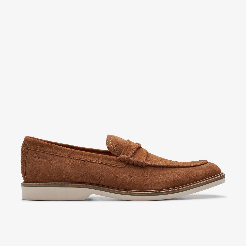 Brown Clarks Atticus LT Slip Men Loafers | 9046GWRSV