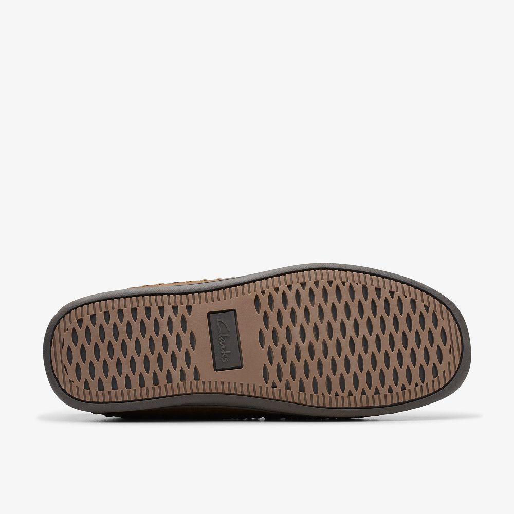 Brown Clarks Challen Rise Men Slippers | 0471HDGEO