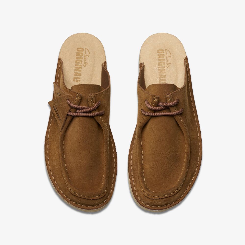 Brown Clarks Desert Nomad Men Mules | 3852VCTXZ