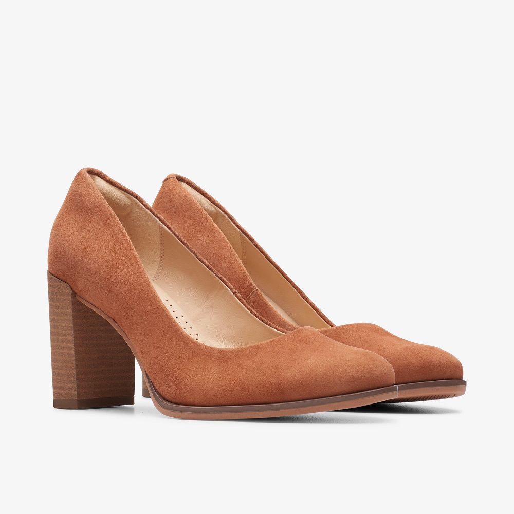 Brown Clarks Freva 85 Court Women Pumps | 4205YFXTB