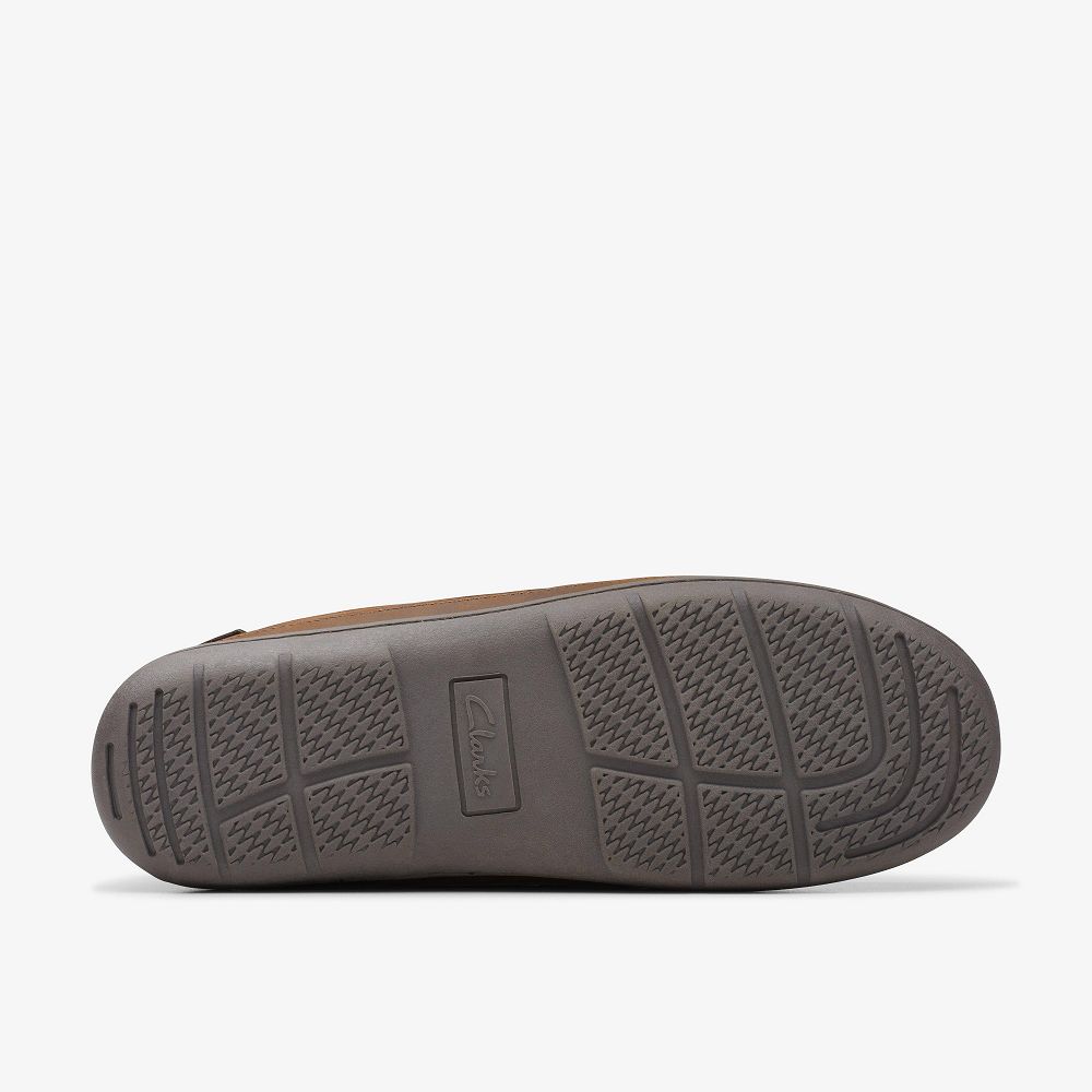 Brown Clarks Jafe Line Men Slippers | 0521QYZJI