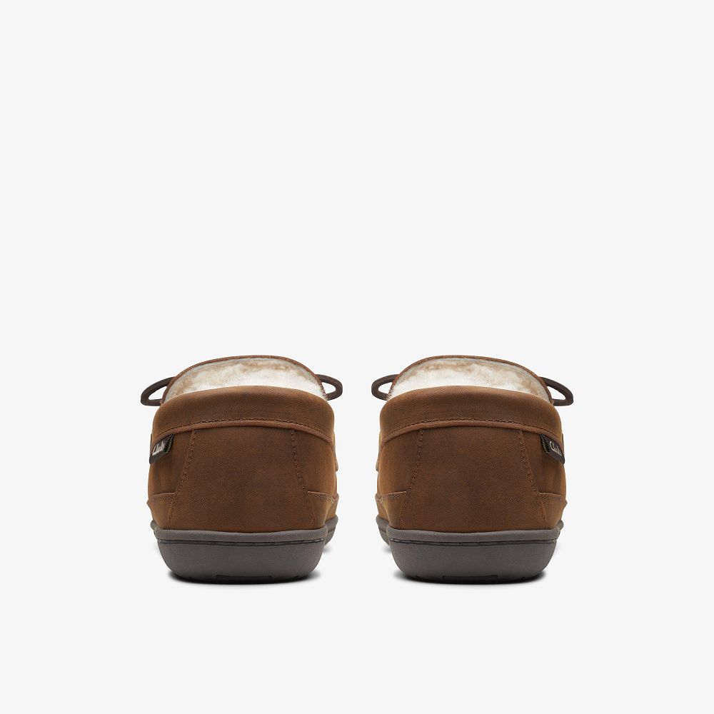 Brown Clarks Jafe Line Men Slippers | 0521QYZJI