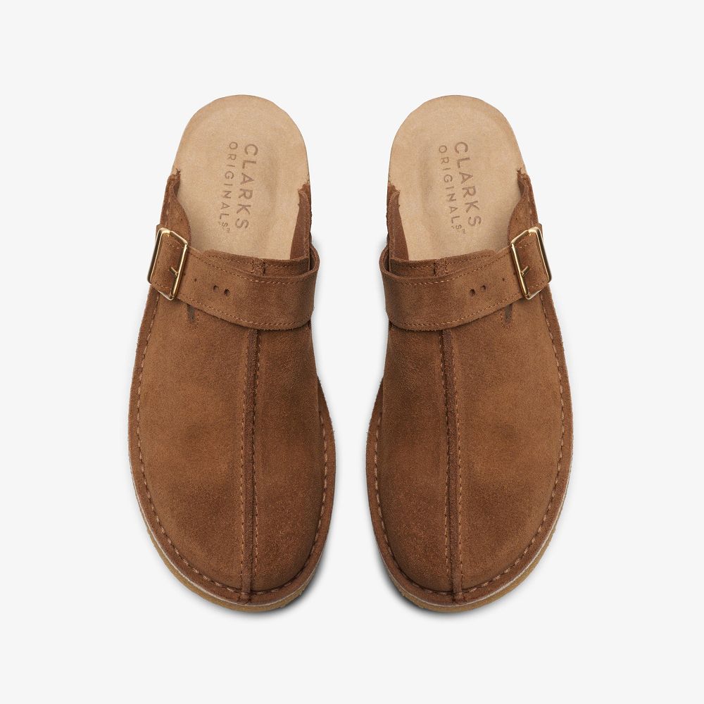 Brown Clarks Trek Men Mules | 9584CQNLR