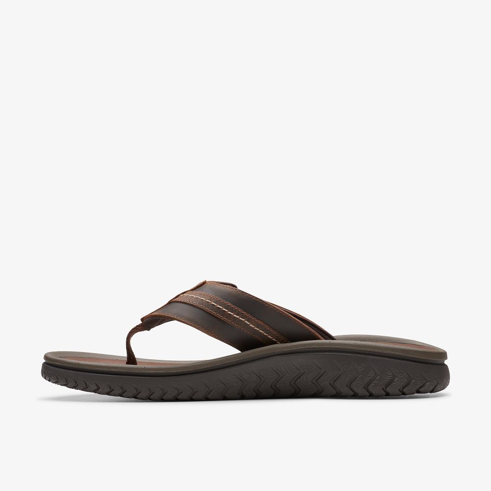 Brown Clarks WESLEY SUN Men Sandals | 6157CEYWG