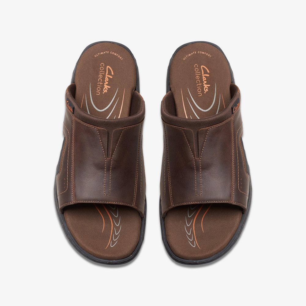 Brown Clarks Walkford Band Men Sandals | 2860VUSEK