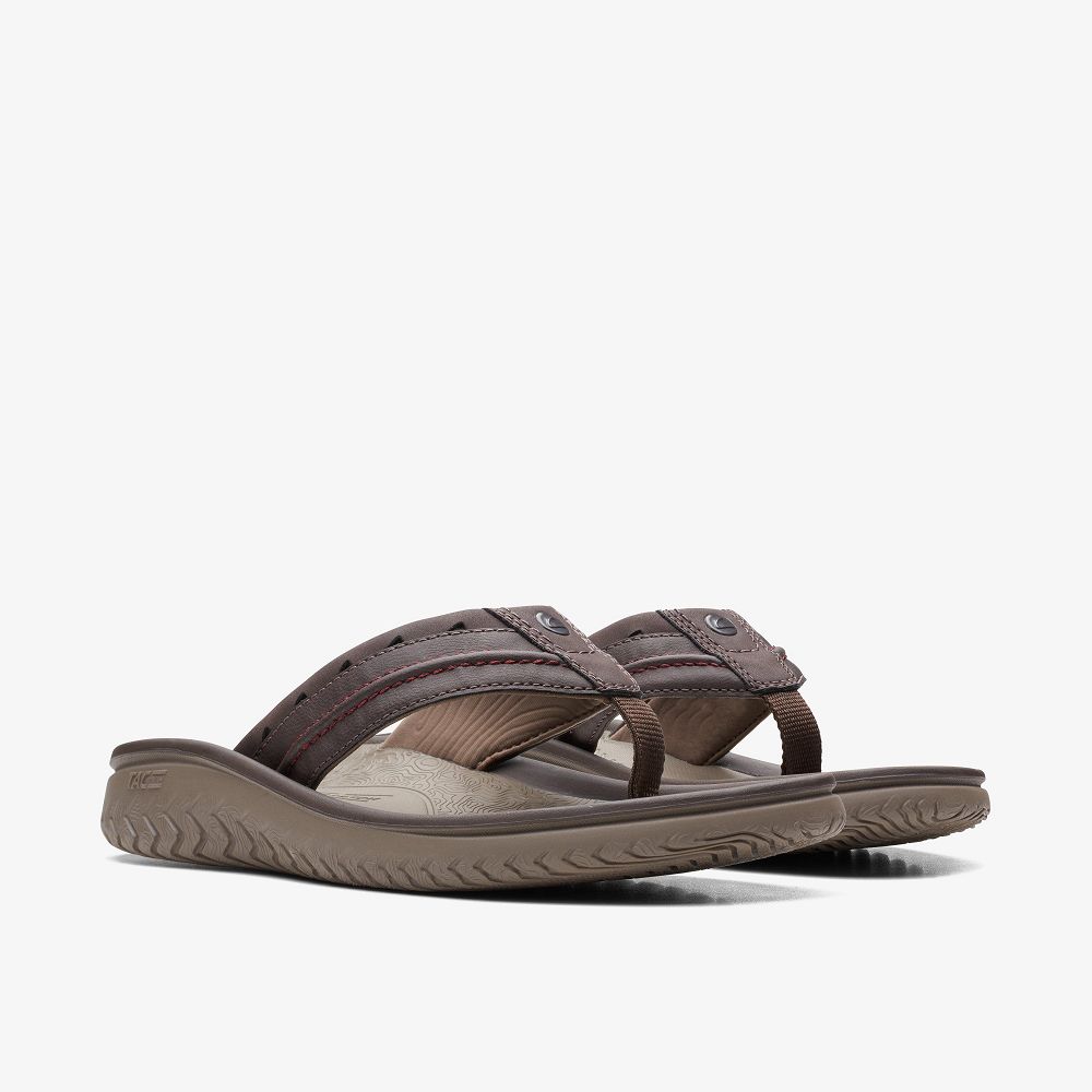 Brown Clarks Wesley Post Men Sandals | 7549VIKCW