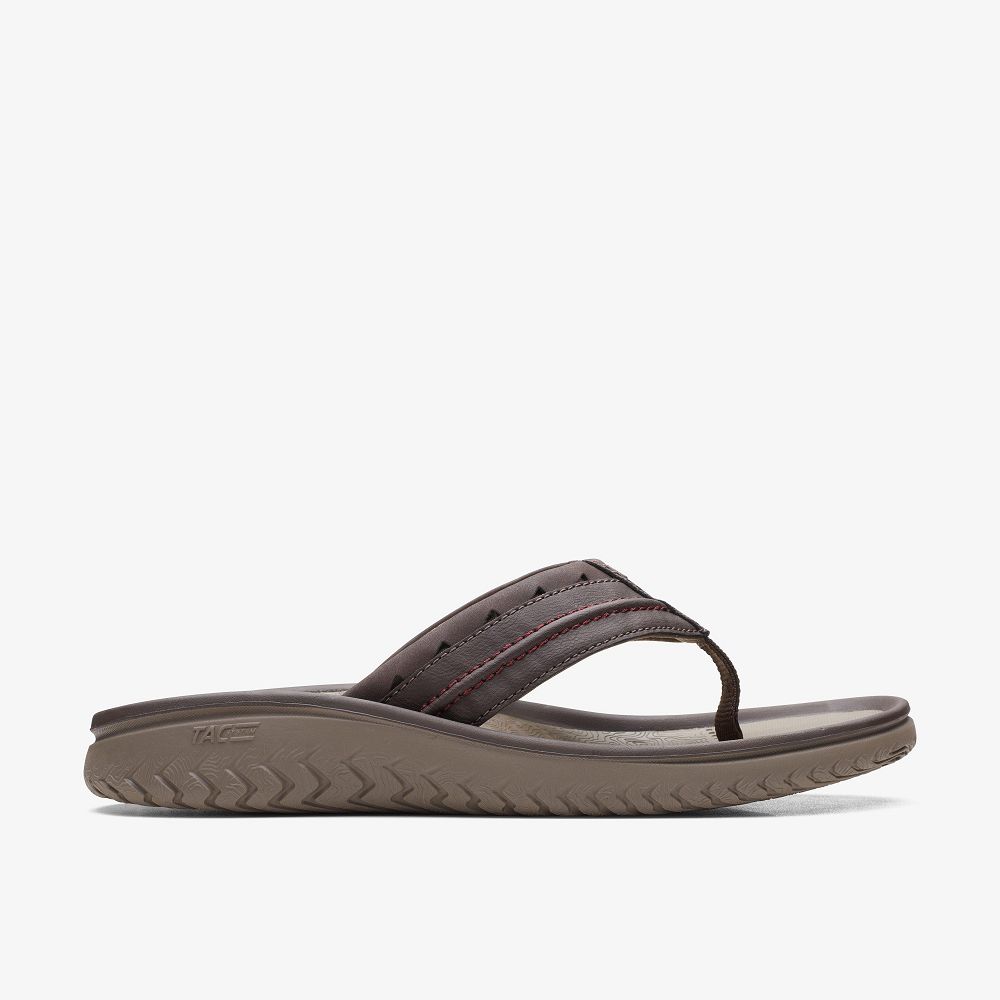 Brown Clarks Wesley Post Men Sandals | 7549VIKCW