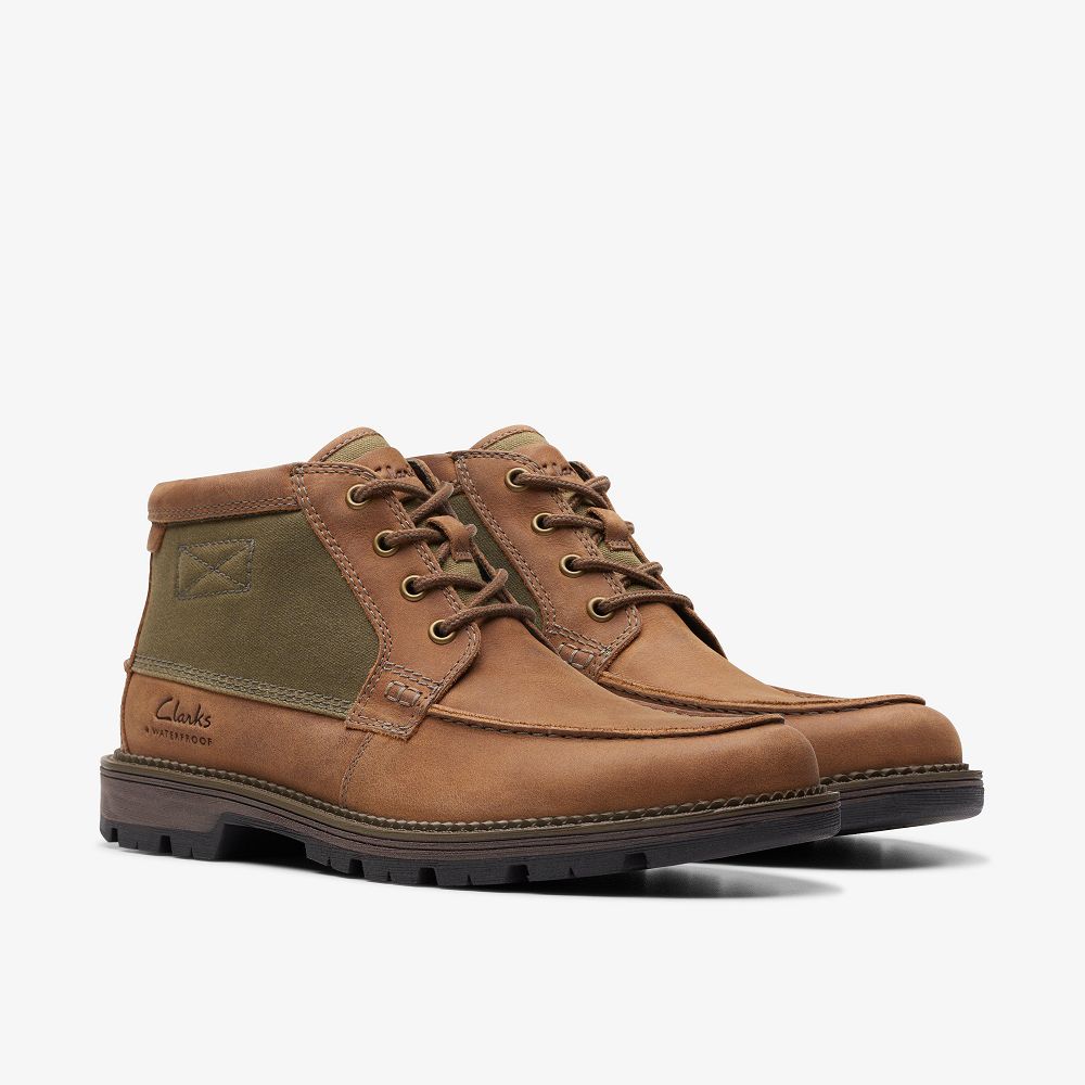 Brown Combination Clarks Maplewalk Moc Men Boots | 5103MIFQS