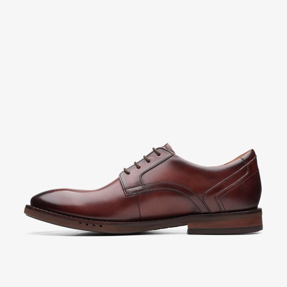 Brown Leather Clarks Un Hugh Lace Men Oxfords | 8412HYOEV