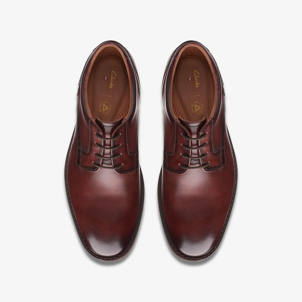 Brown Leather Clarks Un Hugh Lace Men Oxfords | 8412HYOEV